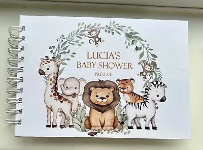 £14.99 • Buy Personalised A5 Safari Jungle Baby Shower Guest Book Photo Book Scrapbook