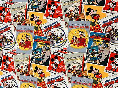 1/2 Yard 100% Cotton Disney Fabric --Mickey Mouse Themed Book Covers • $7