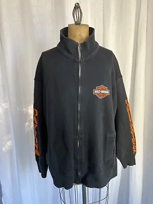 Vintage Harley Davidson Sweatshirt Mens XL Flames Motorcycle Zip Up Hoodie • $38