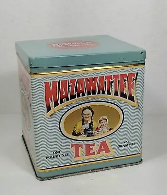 Vintage Tea Cube Empty Tin Mazawattee Grandmother & Granddaughter Collectors Tin • $34