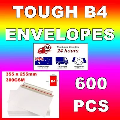 600pcs 355mm X 255mm B4 Cardboard Envelopes Tough Mailers White 600 600x LARGE • $188