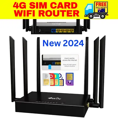 4G Wireless Router SIM Card Wifi LTE RJ45 LAN Modem Support 32 Devices 2024 • $49.95