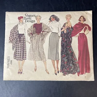 Vogue Basic Design 1937 Skirt Shawl Size 25 Vintage Sewing Pattern UNCUT • $9