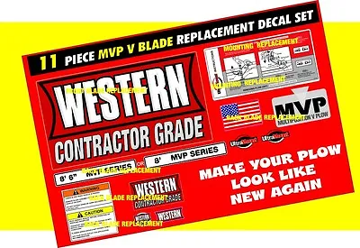 $28.95 • Buy Western Snow Plow MVP V PLOW Ultramount Decal Replacement 11 Piece Kit NEW 8.6