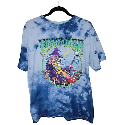 Voyager Boxset Blue Tie Dye Tee Shirt Mushroom Mystical Magical Wizard Mens L • $13.50