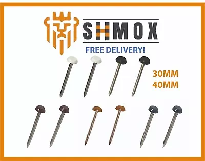 £11.99 • Buy 250 X UPVC 30mm & 40mm Poly Top Pins Nails Plastic Headed Fascia Fixings