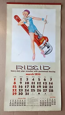 Rare Vintage Original 1953 George Petty Ridgid Tools Pin-up Advertising Calendar • $595