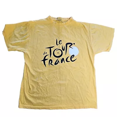 Stains* Le Tour De France Holiprom Adult T-Shirt Large Yellow Bike French O6a • $13.99