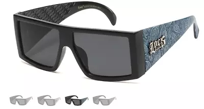 Locs Oversized Rectangular Flat Top Sunglasses With Bandanna Patter Temple Men • $10.95
