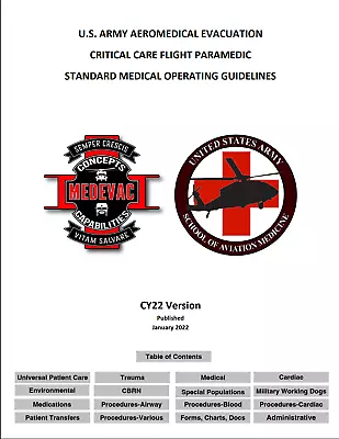 2561 Page 68W 2022 MEDEVAC CRITICAL CARE FLIGHT PARAMEDIC STANDARDS & TC3 On CD • $19.99