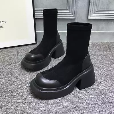 Women's Chunky Heel Casual Platform Knee High Boots Creeper Autumn Elastic Boots • $72.78