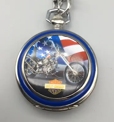 Harley Davidson Franklin Mint Pocket Watch 53mm Silver Tone Pocket Watch • $84.99