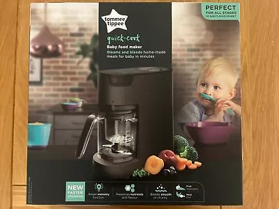 Tommee Tippee Quick Cook Baby Food Maker Steamer And Blender - Black • £79.99