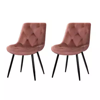Artiss Set Of 2 Starlyn Dining Chairs Kitchen Chairs Velvet Padded Seat Pink • $128.57