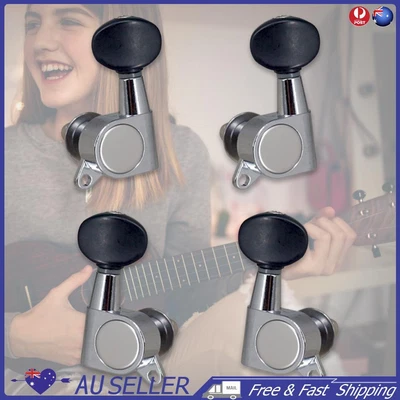 $10.59 • Buy Ukulele Strings Button Tuning Pegs 4 String Guitar Tuning Pegs (Silver Black)