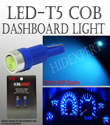 5 Pairs Blue T5 Bundle COB LED Lights Dashboard Gauge Indicator Light Bulbs V127 • $6.29