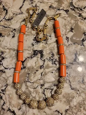 J Crew Orange Crystal Pave Necklace • $9.99