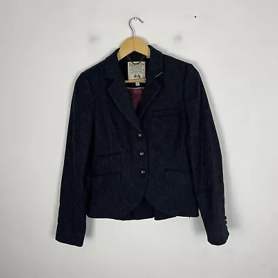 Jack Wills Tweed Jacket Blazer Women's UK 12 Navy Wool Moon Country Hacking • £49.95