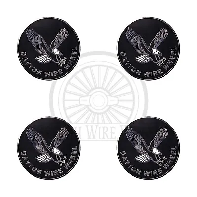 Dayton Eagle Chrome & Black Metal Wire Wheel Chip Emblems Size 2.25  Set Of 4 • $107.99