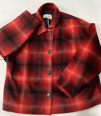 Vanessa Bruno Bomber Jacket Wool Blend Red Plaid Women's Size Large • $199.99