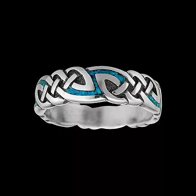 925 Sterling Silver Turquoise Viking Tribal Ring Norse Knots Design... • $55