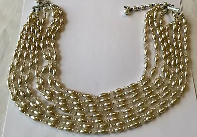 Vintage Miriam Haskell Signed 8 Strand Pearl Necklace • $125