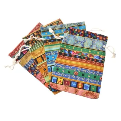 Small Ethnic Gift Pouches Muslin Drawstring Bags (10 Pcs) • $9.87