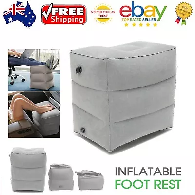 3 Layers Inflatable Foot Rest Pillow Travel Air Office Leg Cushion Office Car Au • $29.99