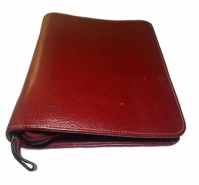 Franklin Covey CL 12215 Sharp Red Genuine Leather 7 Ring Zipper Binder VTG • $40