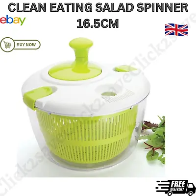 Clean Eating Small Salad Spinner Vegetable Leaf Dryer Drainer Colander Bowl • £15.99