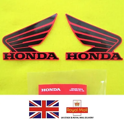 £9.95 • Buy Bike Honda Wings 2 X 100mm Fuel Tank Decal Wings Sticker BLACK / RED UK STOCK