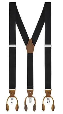 Buyless Fashion Men Adjustable Suspenders 48  1 1/4  Clips And Buttons Y Back • $16.97