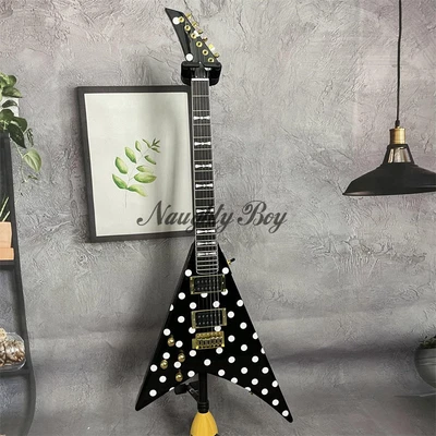 $259 • Buy V - Drawing 6 String Left Handed Black Electric Guitar Gold Hardware In Stock