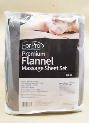 ForPro Premium Flannel Flat Sheet – Wrinkle-Resistant Massage Sheet - Black 3-pc • $20.46