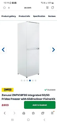 Zanussi ZNFN18FS5 Built-in Fridge Freezer - White • £160