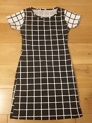 Girls Miss Evie Dress Black And White Chequered Size 12 Years • £4.99