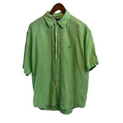 Polo Ralph Lauren Blake Men’s Button Front Linen Shirt Short Sleeve LARGE X3 • $12.99