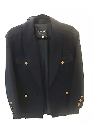 $675 • Buy CHANEL Blazer / Jacket Wool Gold Chanel Buttons Vintage Made In France Size 38