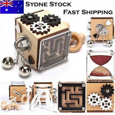 $10.99 • Buy Wooden Montessori Educational Toy Training Lock Box Busy Cube Training Learning~