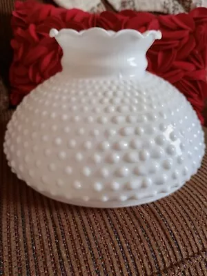 Vintage Milk Glass Ruffled Hobnail Shade 11 Inches • $14.95