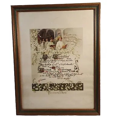 Antique Marriage Certificate Framed Document 1920 Framed Methodist Episcopal OH • $28.77