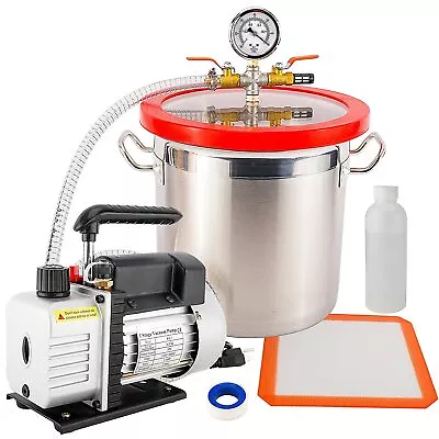 $149.95 • Buy 3 Gallon Vacuum Chamber And 3 CFM Pump Kit For Degassing Silicone Epoxy