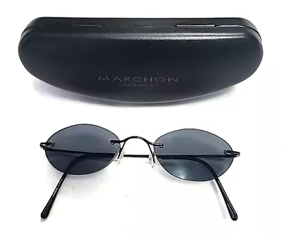 Marchon Airlock 2 760 Sm Black OVAL RIMLESS Eyeglasses Frame Only 49-19 135 Case • $31.49