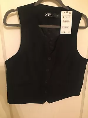 Zara Black Button Down Vest V-Neck Size Large • $18