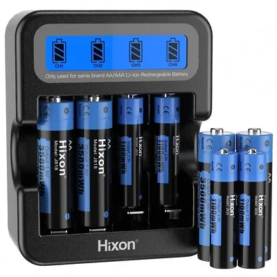 Hixon 1.5V AA AAA Battery Lithium Rechargeable AA AAA Batteries LCD Charger Lot • $88.97