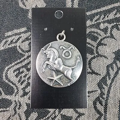 Vintage Margot De Taxco Sterling Silver Zodiac Pendant Taurus The Bull 1.5  • $469.95