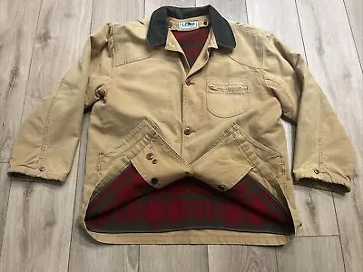 LL Bean Jacket Men Large Barn Coat Chore Wool Flannel Lined Outdoor Canvas • $64.99