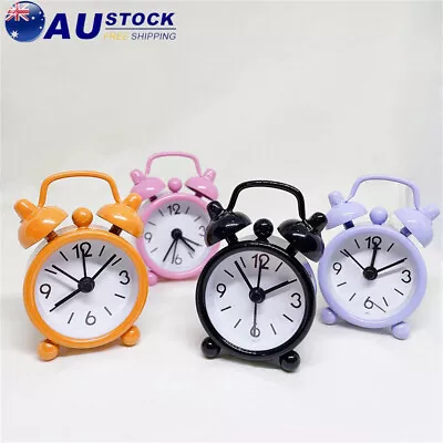 Cute Retro Creative Mini Alarm Clock Digital Quartz Clock Round Table Clock AU • $10.25