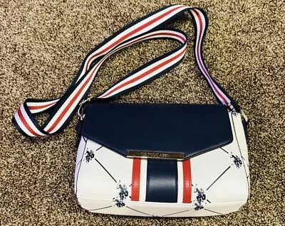 Us Polo Assn Blue White Red Crossbody Purse Women Office Lightweight Casual • $20.99