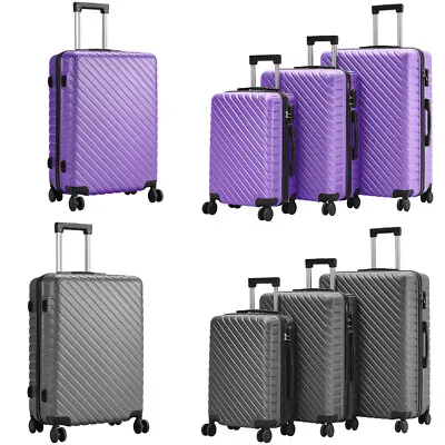 20/24/28 Inch Hard Shell ABS Cabin Suitcase 4 Wheel Travel Luggage Trolley Case • £31.95